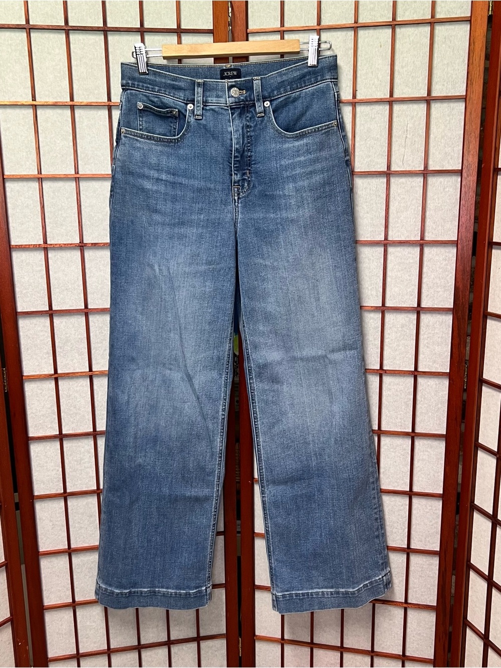 J. Crew Wide-Leg Flare Jeans in Medium Blue
